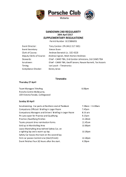 SANDOWN 240 REGULARITY SUPPLEMENTARY REGULATIONS