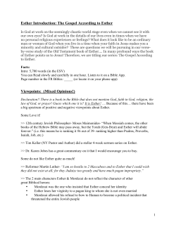 Esther Introduction: The Gospel According to Esther Viewpoints