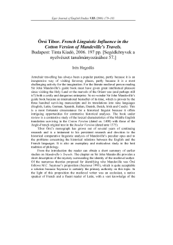 Őrsi Tibor. French Linguistic Influence in the Cotton Version of