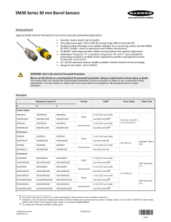 SM30 Series 30 mm Barrel Sensors Datasheet