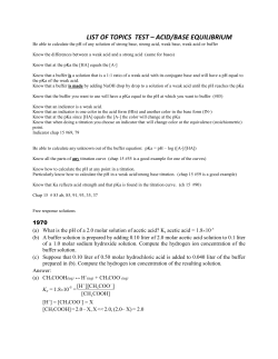 LIST OF TOPICS TEST &ndash; ACID/BASE EQUILIBRIUM