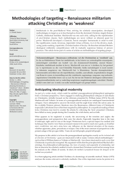 Methodologies of targeting &ndash; Renaissance militarism attacking