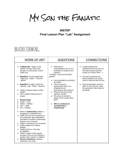 My Son the Fanatic BRAINSTORMING: - Ms. Walsh