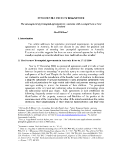 Intolerable Cruelty Downunder - Prenuptial agreements in Austrailia