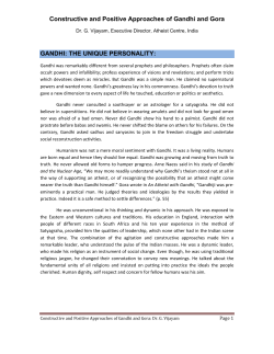 Constructive and Positive Approaches of Gandhi