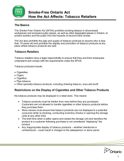 Smoke-Free Ontario Act - How the Act Affects: Tobacco