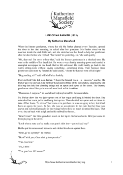 Life of Ma Parker - Katherine Mansfield Society