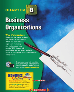Chapter 8: Business Organizations