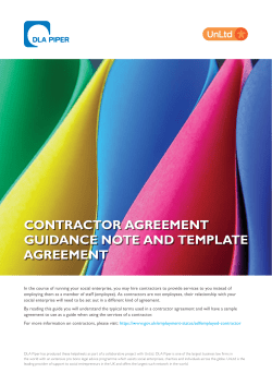 ContraCtor agreement guidanCe note and template