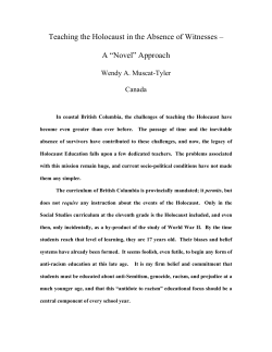 Teaching the Holocaust in the Absence of Witnesses