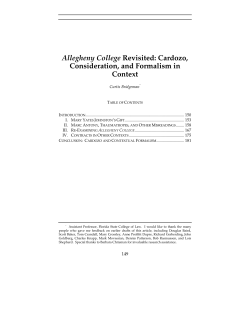 Allegheny College Revisited: Cardozo