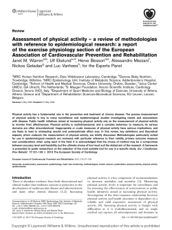 Assessment of physical activity &ndash; a review of methodologies with