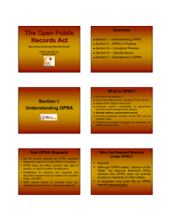 A Review of the Open Public Records Act