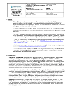 PCSCPG #14: Management of Behavioural Emergencies