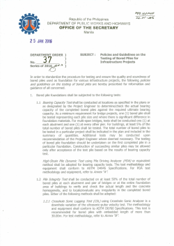 Policies and Guidelines on the Testing of Bored Piles for