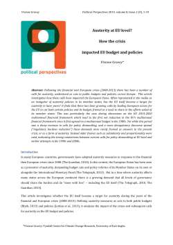 Austerity at EU level? - Political Perspectives Journal