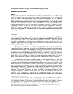 Formal-informal Financial Linkages: Lessons from Developing