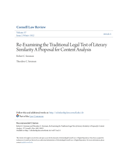 Re-Examining the Traditional Legal Test of Literary Similarity A