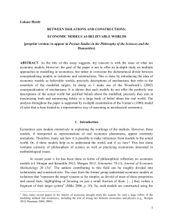 ECONOMIC MODELS AS BELIEVABLE WORLDS