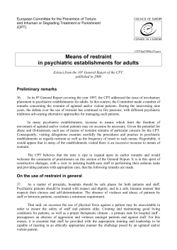 Means of restraint in psychiatric establishments for adults