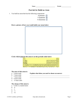 Post-lab for Build an Atom 4 protons 5 neutrons 4 electrons