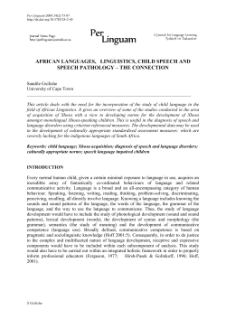 african language linguistics , child speech and speech pathology