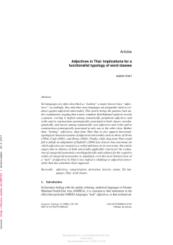 Articles Adjectives in Thai: Implications for a functionalist