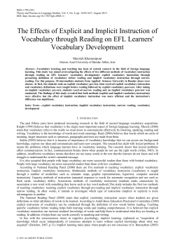 The Effects of Explicit and Implicit Instruction of Vocabulary through