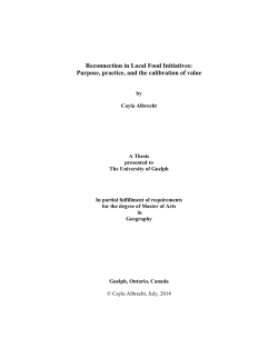 Reconnection in Local Food Initiatives: Purpose