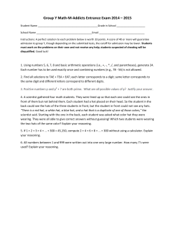 Historical Group Y Exams and Solutions 2014 - Math-M