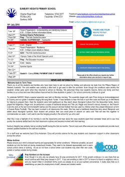 July 14th Newsletter - Sunbury Heights Primary School