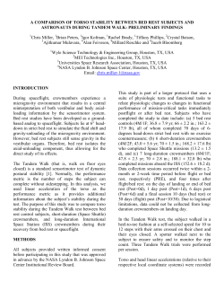 A COMPARISON OF TORSO STABILITY BETWEEN BED REST