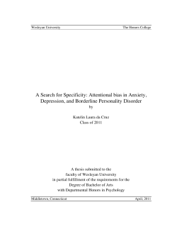 A Search for Specificity: Attentional Bias in Anxiety, Depression, and