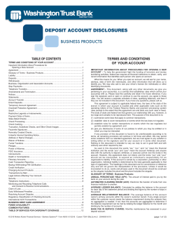 Business Products Deposit Account Disclosure