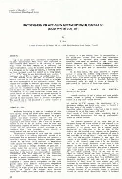 investigation on wet -snow metamorphism in respect of liquid