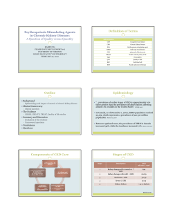 Erythropoiesis Stimulating Agents in Chronic Kidney Disease