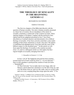 The Theology of Sexuality in the Beginning