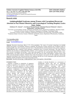 Antiphospholipid Syndrome among Women with Unexplained