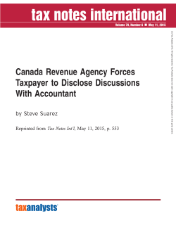 Canada Revenue Agency Forces Taxpayer to Disclose Discussions
