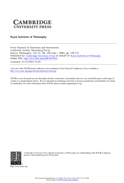 From Passions to Emotions and Sentiments