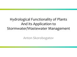 Hydrological Functionality of Plants and its Application to