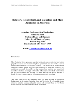 Statutory Residential Land Valuation and Mass Appraisal in Australia