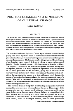 POSTMATERIALISM AS A DIMENSION OF CULTURAL CHANGE