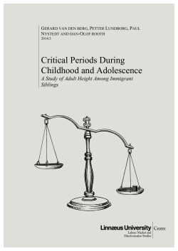 Critical Periods During Childhood and Adolescence