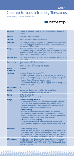 Cedefop European Training Thesaurus