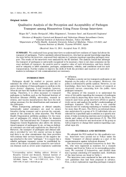 Qualitative Analysis of the Perception and Acceptability of Pathogen