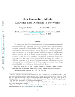 arXiv:0811.4013v2 [physics.soc-ph] 9 Feb 2009 How Homophily