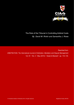 The Role of the Tribunal in Controlling Arbitral Costs