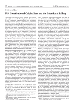 US Constitutional Originalism and the Intentional Fallacy