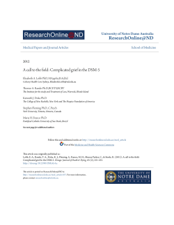 A call to the field: Complicated grief in the DSM-5